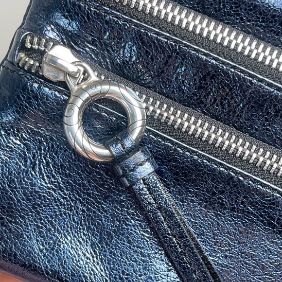 Brighton | Blue Metallic Triple Zipper Wristlet Pouch - Picture 3 of 6